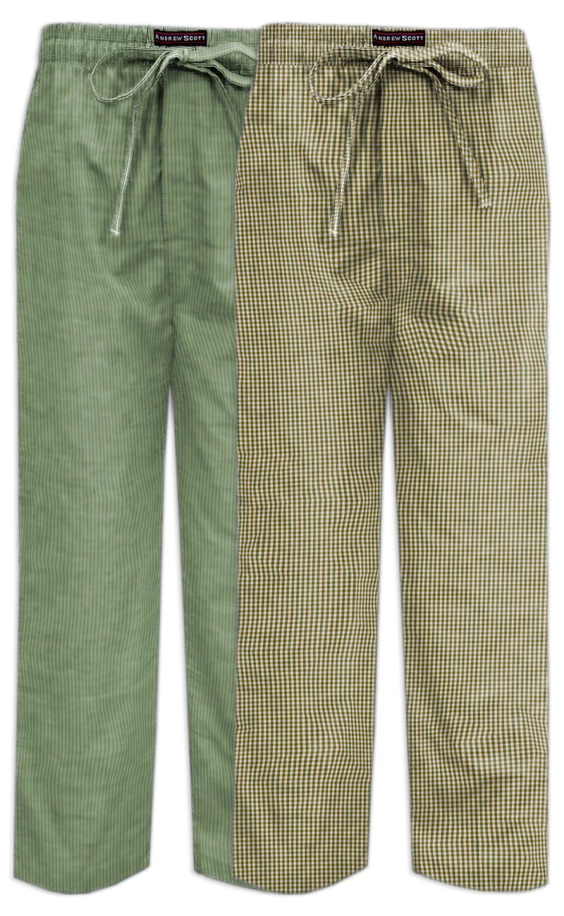 Andrew Scott Men's 2 Pack Super Soft Woven Pajama & Sleep Long Lounge PJ Pants (2 Pack- Olives, Small) - Image 1